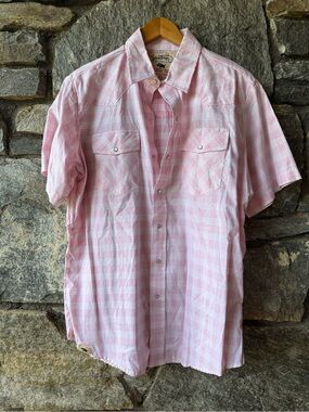 WESTERN ALOHA MEN'S PINK PALAKA SHORT SLEEVE WESTERN SHIRT